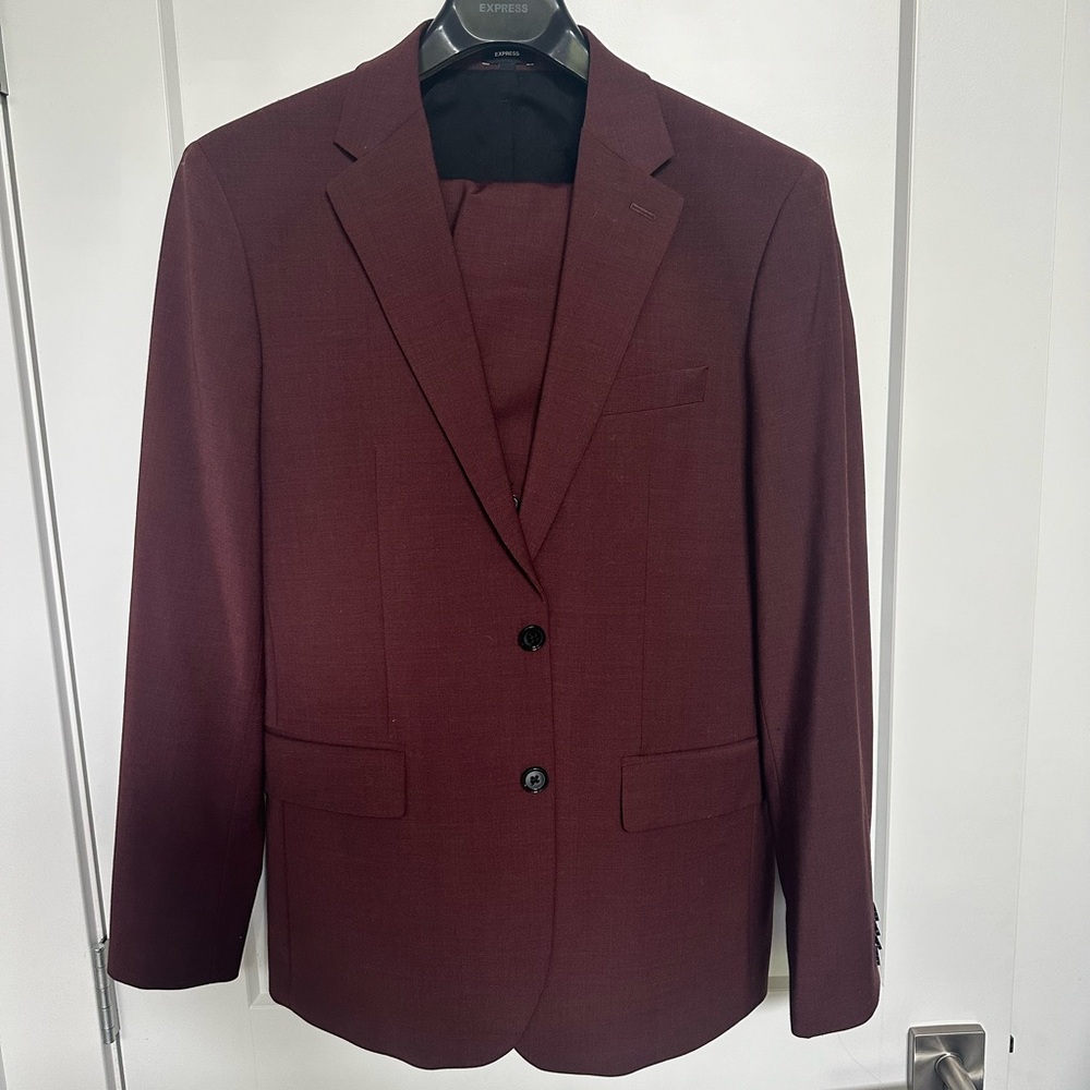 Express Men's Dark Red Suit Jacket